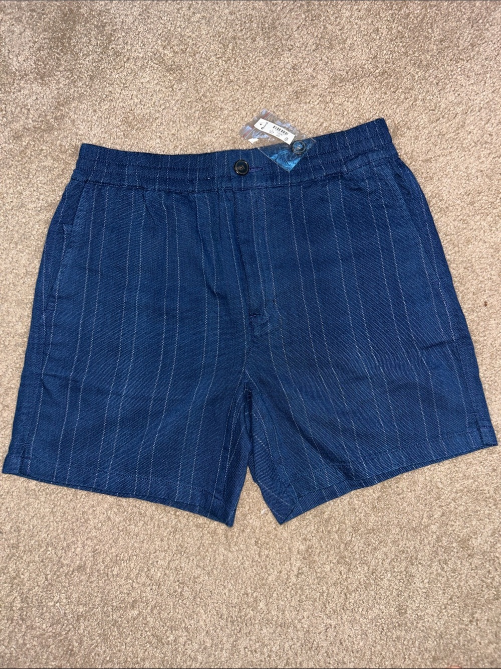Madewell Blue Pinstripe Flat Front Shorts